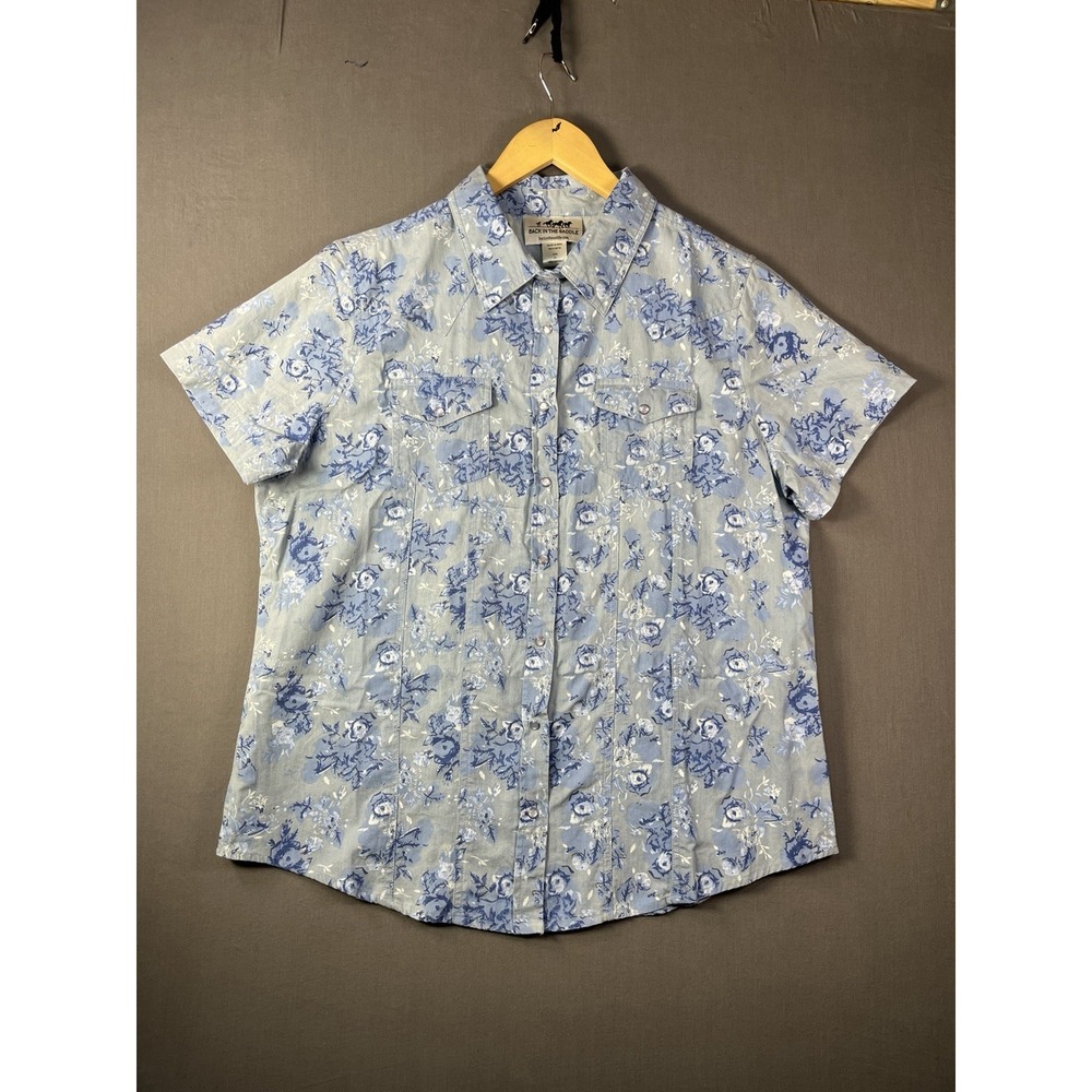Back In The Saddle SZ  XL Western Snap Pearl Short Sleeve Floral Womens